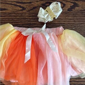 Colorful Tulle Skirt with Bow Headband